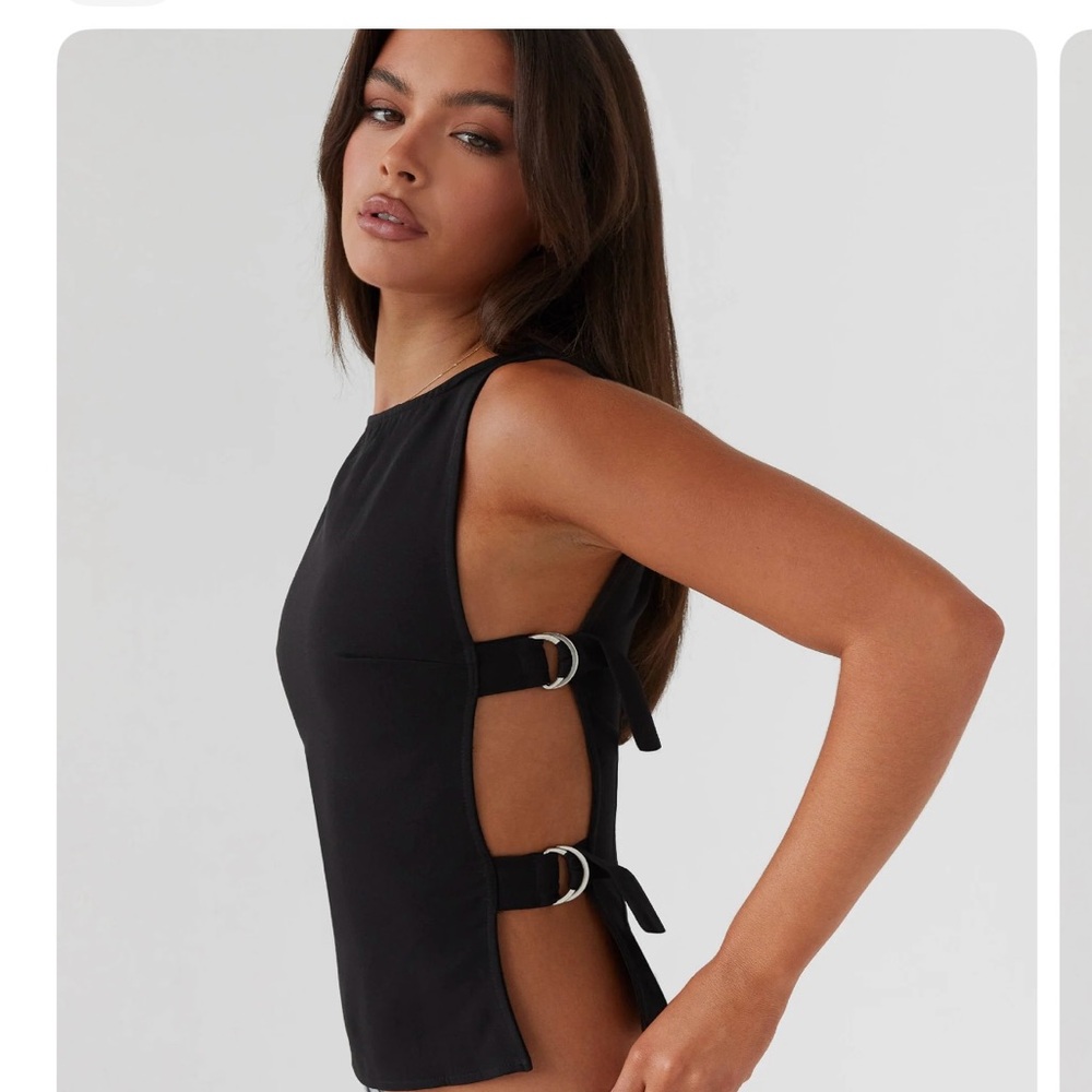 Peppermayo Black Side-Tie Top